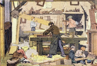 Tesař, v Obrázkové knize dětství, kolem roku 1900 (rytina) od Ferdinand Raffin