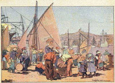 Přístav, v Obrázkové knize dětství, kolem roku 1900 (rytina) od Ferdinand Raffin