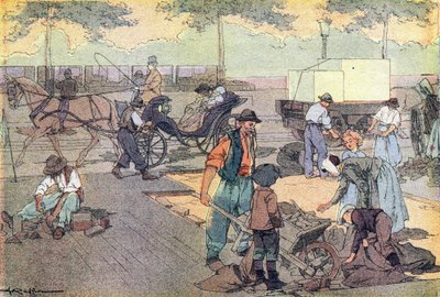 Dřevěná dlažba, v Obrázkové knize dětství, kolem roku 1900 (rytina) od Ferdinand Raffin