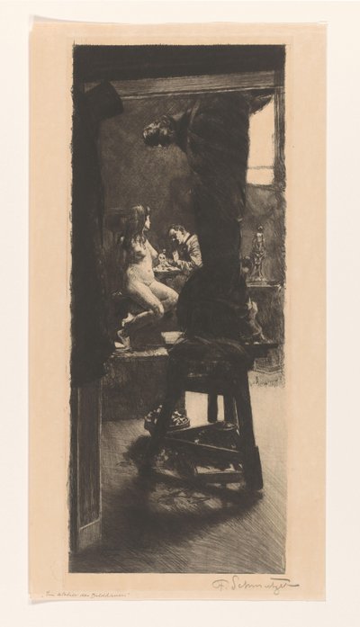 V sochařově ateliéru (původní název na objektu) od Ferdinand Schmutzer (signed by artist)