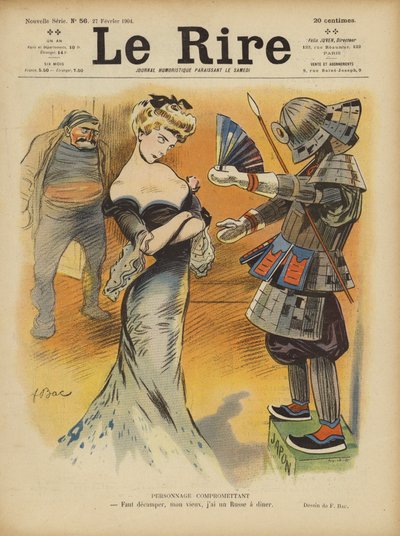 Satira na vztahy Francie s Japonskem, protože napětí mezi Japonci a Francií (color litho) vzrostlo od Ferdinand Sigismund Bac