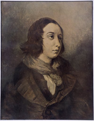 Portrét George Sandové (Aurore Dupin, Baronne Dudevant) (1804-1876) od Delacroixe. od Ferdinand Victor Eugene (after) Delacroix