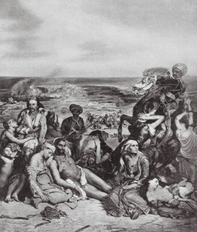 Masakry na Chiosu (litografie) od Ferdinand Victor Eugene (after) Delacroix