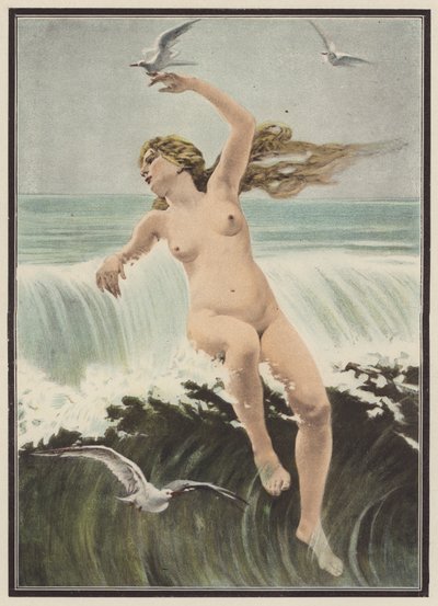 Vlny a rackové (barva lito) od Ferdinand Victor Eugene (after) Delacroix