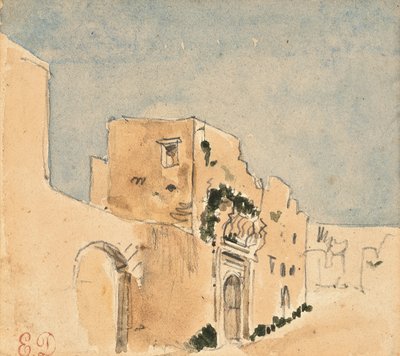 Marocká budova (tužka a akvarel na papíře) od Ferdinand Victor Eugene Delacroix