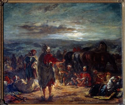 Arabský tábor v noci. Obraz Eugene Delacroix (1798-1863) od Ferdinand Victor Eugene Delacroix