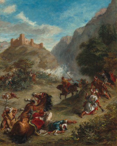 Arabové potyčky v horách od Ferdinand Victor Eugene Delacroix