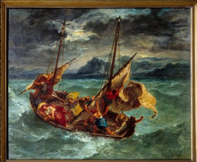 Kristus na jezeře Generaseth (Genezaret). Obraz Eugene Delacroix (1798-1863) od Ferdinand Victor Eugene Delacroix