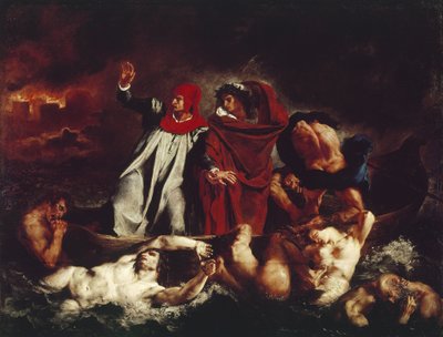 Danteho člun, z Divina Commedia od Dante Alighieriho (olej na plátně od Ferdinand Victor Eugene Delacroix