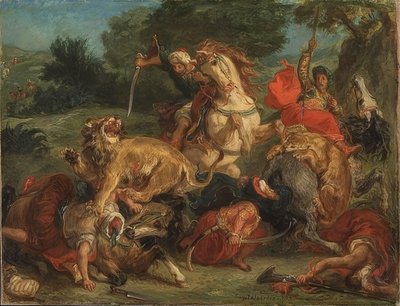 Lov na lva. 1855 od Ferdinand Victor Eugene Delacroix