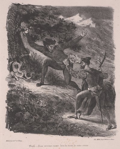Faust a Mefistofeles v pohoří Harz od Ferdinand Victor Eugene Delacroix