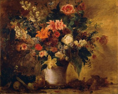 Květiny a ovoce (olej na plátně) od Ferdinand Victor Eugene Delacroix