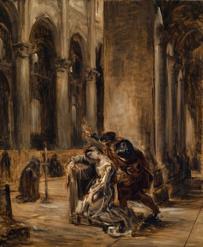 Gretchen v katedrále, kolem roku 1850 od Ferdinand Victor Eugene Delacroix