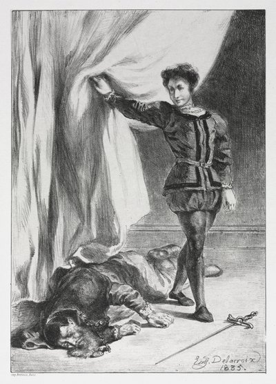 Hamlet: Hamlet a mrtvola Polonia, 1835. od Ferdinand Victor Eugene Delacroix