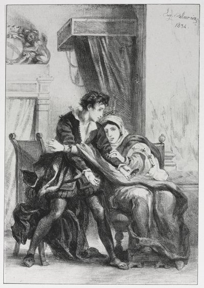 Hamlet: Hamlet a královna, 1834. od Ferdinand Victor Eugene Delacroix