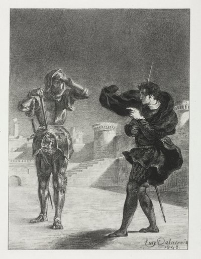 Hamlet: Fantom na terase, 1843. od Ferdinand Victor Eugene Delacroix