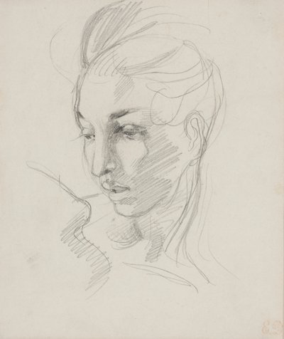 Head of Liberty (grafitová tužka na papíře) od Ferdinand Victor Eugene Delacroix