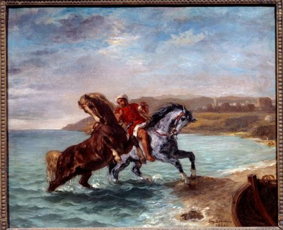Koně vycházející z moře. Obraz Eugene Delacroix (1798-1863) od Ferdinand Victor Eugene Delacroix