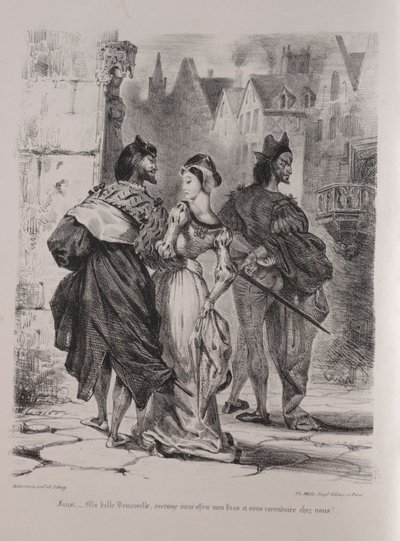 Ilustrace pro Fausta: Faust se snaží přilákat Marguerite, 1828. od Ferdinand Victor Eugene Delacroix