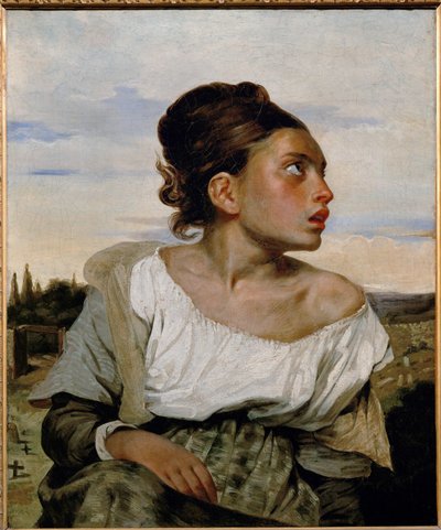 Jeune orpheline au cimetiere - mladý sirotek na hřbitově ... od Ferdinand Victor Eugene Delacroix
