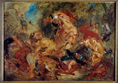 Lov na lvy. Skica Eugene Delacroix (1798-1863) od Ferdinand Victor Eugene Delacroix