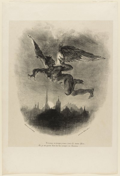 Mefistofeles ve vzduchu (frontispis z Fausta) od Ferdinand Victor Eugene Delacroix