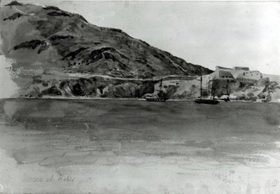 Mers El-Kebir, Alžírsko (wc na papíře) (černobílá fotografie) od Ferdinand Victor Eugene Delacroix