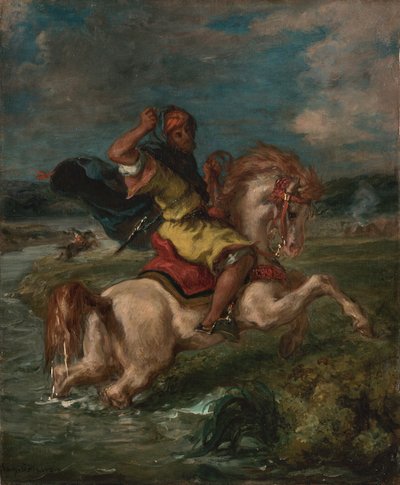 Marocký jezdec přejíždí Ford, kolem roku 1850 (olej na plátně) od Ferdinand Victor Eugene Delacroix