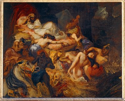 Mort de Sardanapale - Sardanapalova smrt. 1826-1827. Náčrtek pro 40-11-02/62 ... od Ferdinand Victor Eugene Delacroix