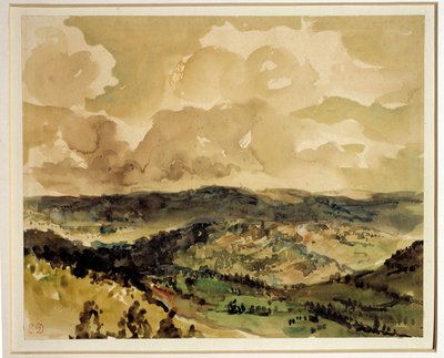 Panoramatický pohled na zalesněné kopce kolem Croze Akvarel od Eugene Delacroix (1798-1863) Kolem 1855 Sun. 0,21 x 0,26 m Paříž. muzeum Louvre od Ferdinand Victor Eugene Delacroix