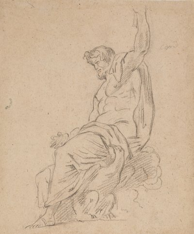 Recto: Sedící postava muže, možná Jupitera, na orlovi, vzpínajícího se levou rukou od Ferdinand Victor Eugene Delacroix