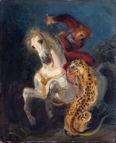 Jezdec napaden jaguárem - Delacroix, Eugene od Ferdinand Victor Eugene Delacroix