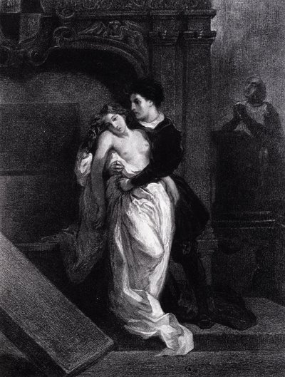 Romeo a Julie - rytina Eugena Delacroixe od Ferdinand Victor Eugene Delacroix