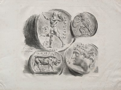 List čtyř starožitných medailí, 1825. od Ferdinand Victor Eugene Delacroix