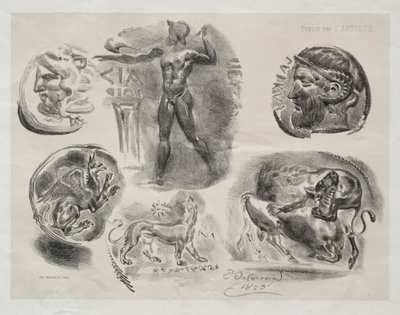 List se šesti starožitnými medailemi, 1825. od Ferdinand Victor Eugene Delacroix