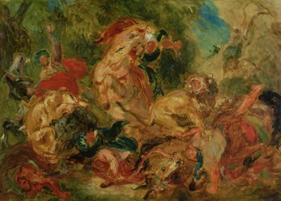 Studie k lovu lva, 1854 od Ferdinand Victor Eugene Delacroix