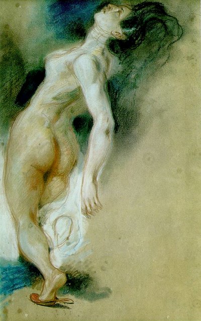 Studie k obrazu Smrt Sardanapala (pastel, červená a bílá křída na papíře) od Ferdinand Victor Eugene Delacroix