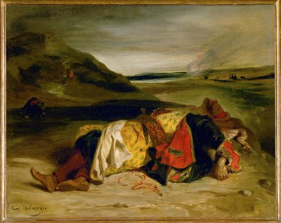 Smrt Hassana aneb turecký důstojník zabitý v horách (malba na plátně) od Ferdinand Victor Eugene Delacroix