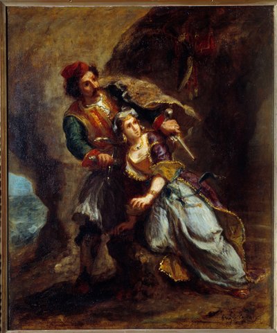 Zasnoubení Abydosu. Obraz Eugene Delacroix (1798-1863) od Ferdinand Victor Eugene Delacroix