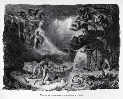 U Fausta se objeví Gretschenův stín. od Ferdinand Victor Eugene Delacroix