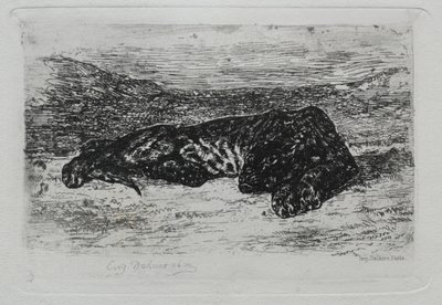 Tygr ležící v poušti. od Ferdinand Victor Eugene Delacroix