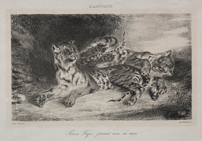Mladý tygr si hraje s matkou, 1831. od Ferdinand Victor Eugene Delacroix
