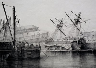 Brigantine, litografie Ferdinand Perrot od Ferdinand Victor Perrot