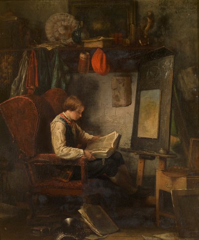 Mladý umělec ve studiu (olej na panelu) od Ferdinand de Braekeleer