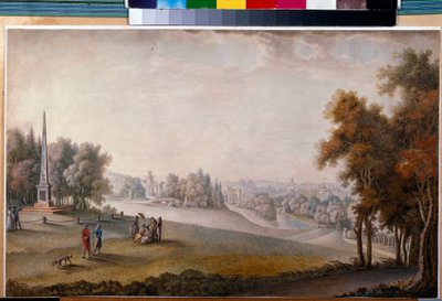 ""Pohled do parku v Carskoje Selo"" od Ferdinanda de Meys (?-cca 1810), akvarel, kvaš na papíře od Ferdinand de Meys