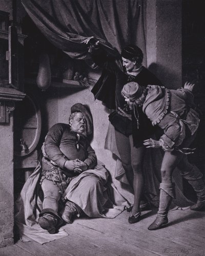 Scéna ze Shakespearova krále Jindřicha IV., část 1 (dějství II, scéna 4) (litho) od Ferdinand the Elder Piloty