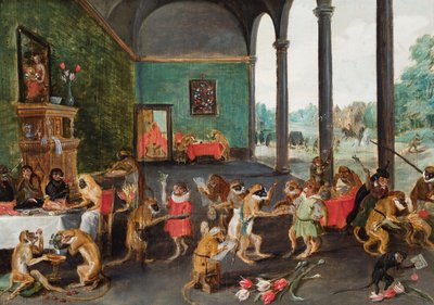 Opičí hostina (olej na desce) od Ferdinand van Kessel