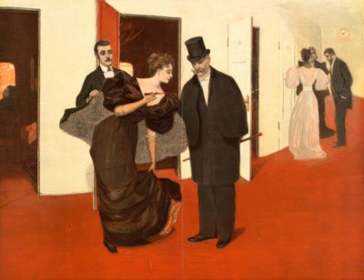 Před dveřmi boxu / na Řezníček od Ferdinand von Reznicek
