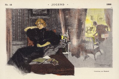 Žena doma večer (barva litho) od Ferdinand von Reznicek