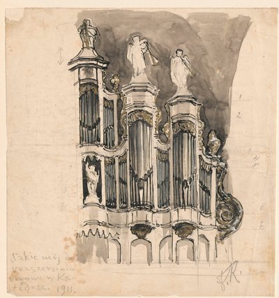 Varhany v vilnienské katedrále, detail od Ferdynand Ruszczyc